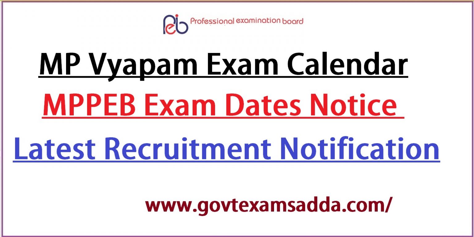 MP VYAPAM Exam Calendar 2023, latest Recruitment Notification