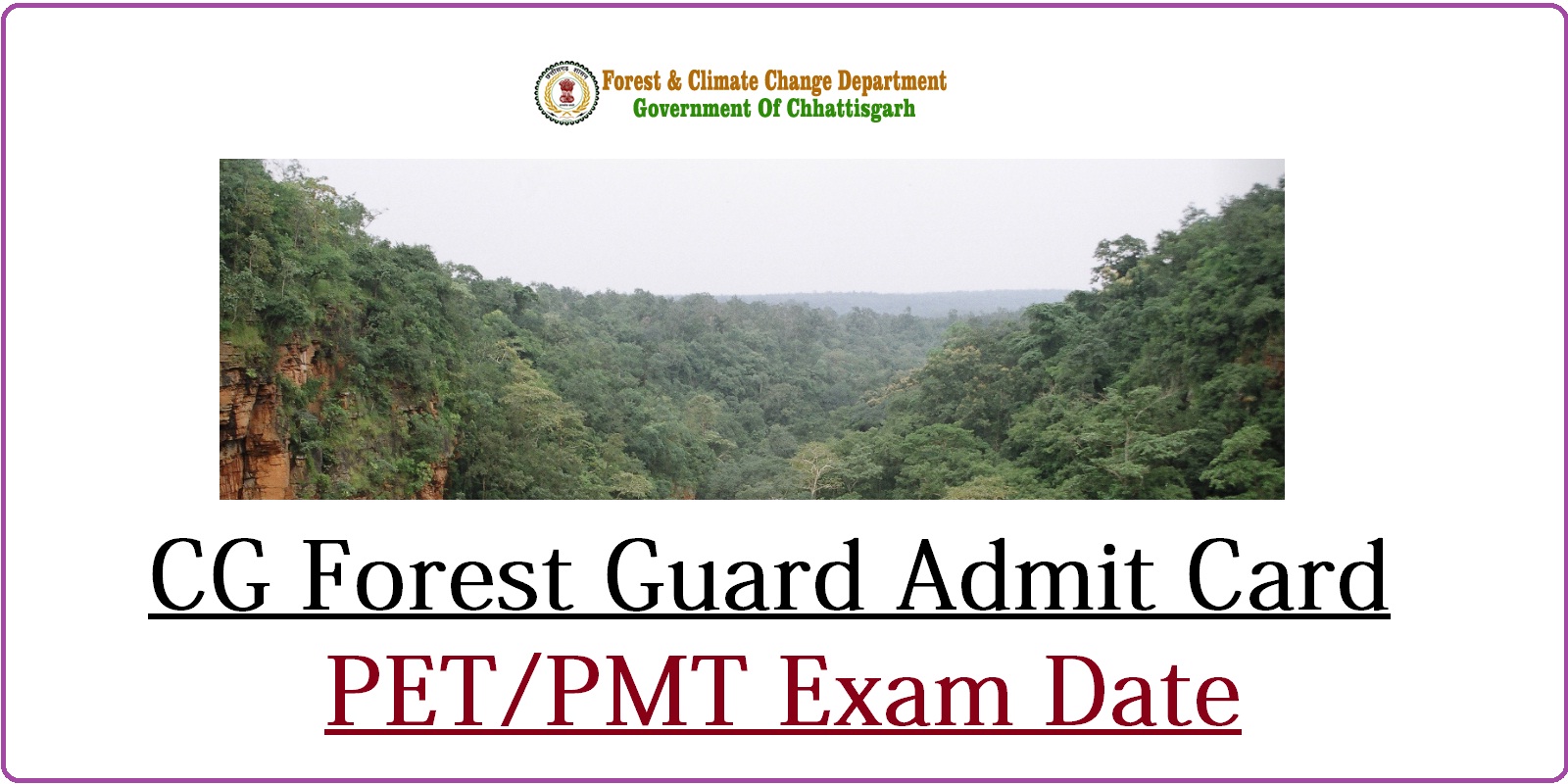 Cg Forest Guard Admit Card Pet Pmt Exam Date Hall Ticket